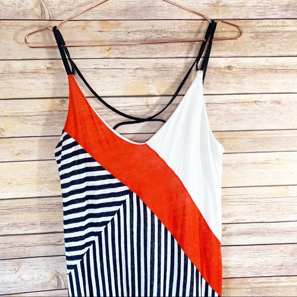 Splendid x Margherita Positano Linen Slipdress Asymmetrical Black White Summer - Picture 2 of 8